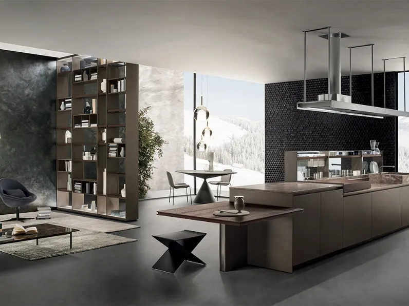 Cucina Design Soul 03 con isola in rovere termotrattato e laccato opaco di Ernestomeda