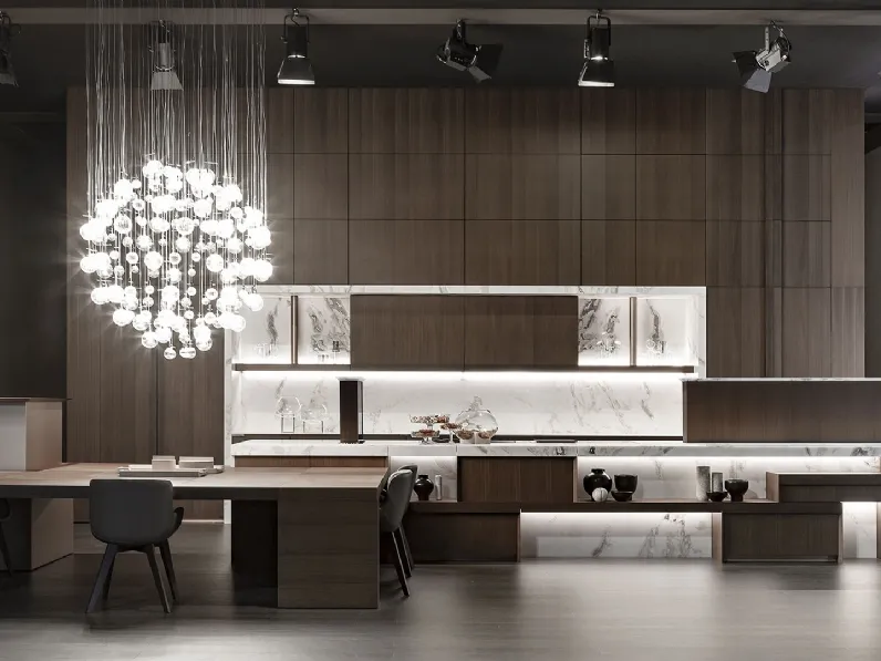 Cucina Design con isola in legno e marmo Avignon di TM Italia