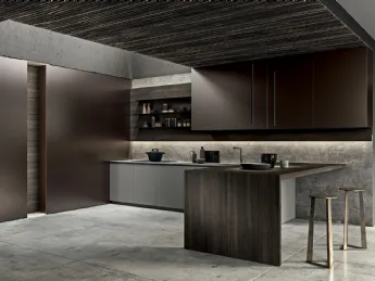 La cucina con penisola Twenty è progettata da Modulova, azienda leader nella progettazione di cucine