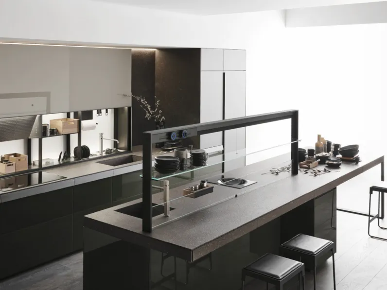 Cucina Design Genius Loci Vitrum Lucido Verde Oceanico di Valcucine