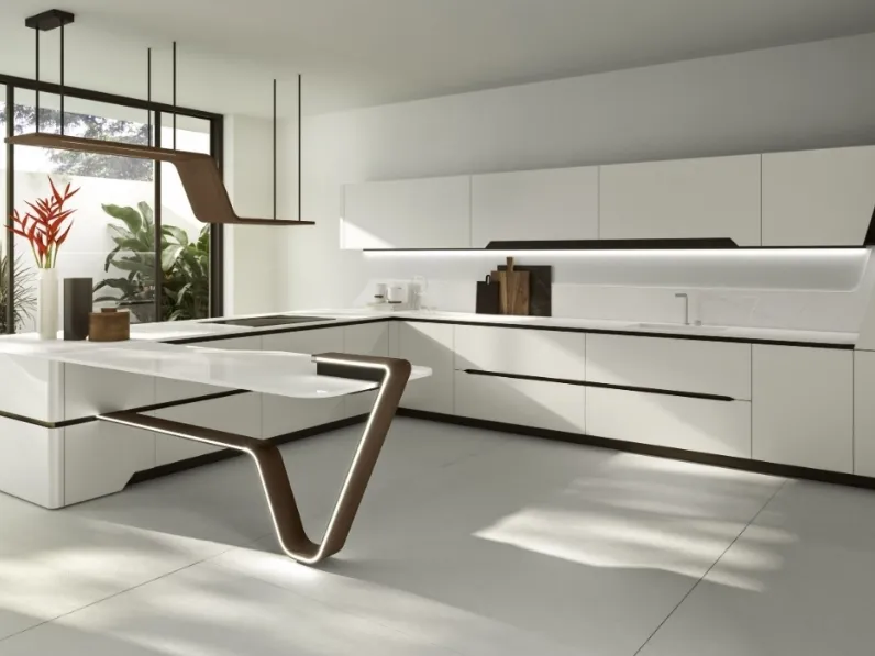 Cucina Design con penisola Vision 01 di Snaidero