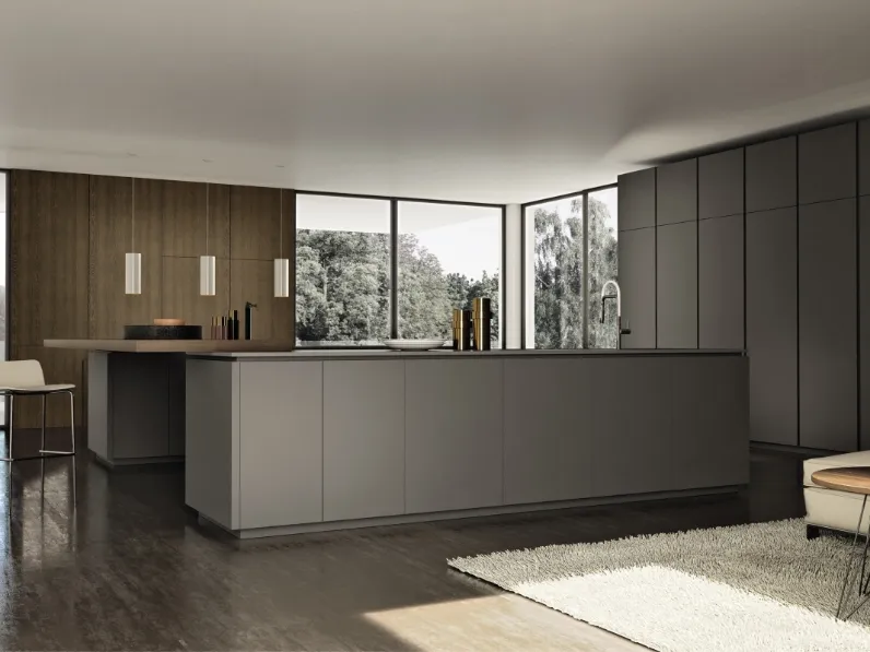 Cucina Design con isola Viva in laccato di Maistri