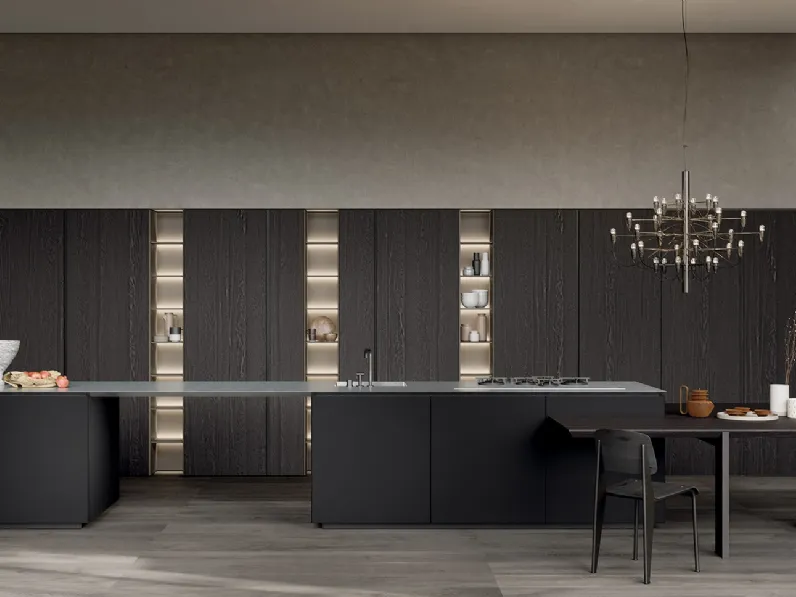 Cucina Design con isola in laccato con top in acciaio inox Y Collection 01 di Zampieri Cucine