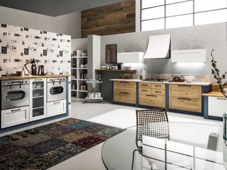 Cucina ad angolo in Muratura Curry 08 in Rovere Naturale di Arrex