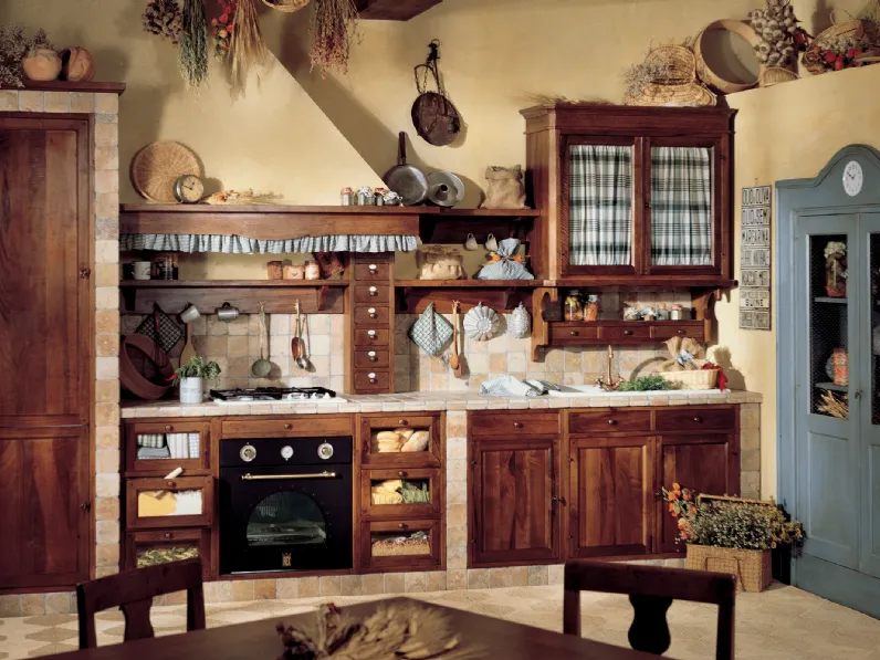 Cucina lineare in Muratura in legno Doralice di Marchi