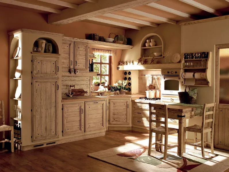 Cucina angolare in Muratura e Legno Giulietta Frumento di Zappalorto
