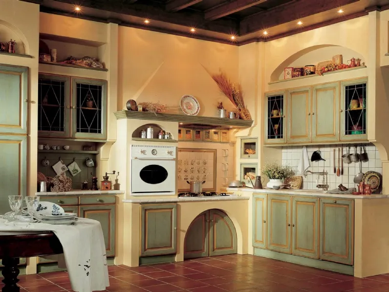 Cucina angolare in Muratura in legno laccato Granduca di Marchi