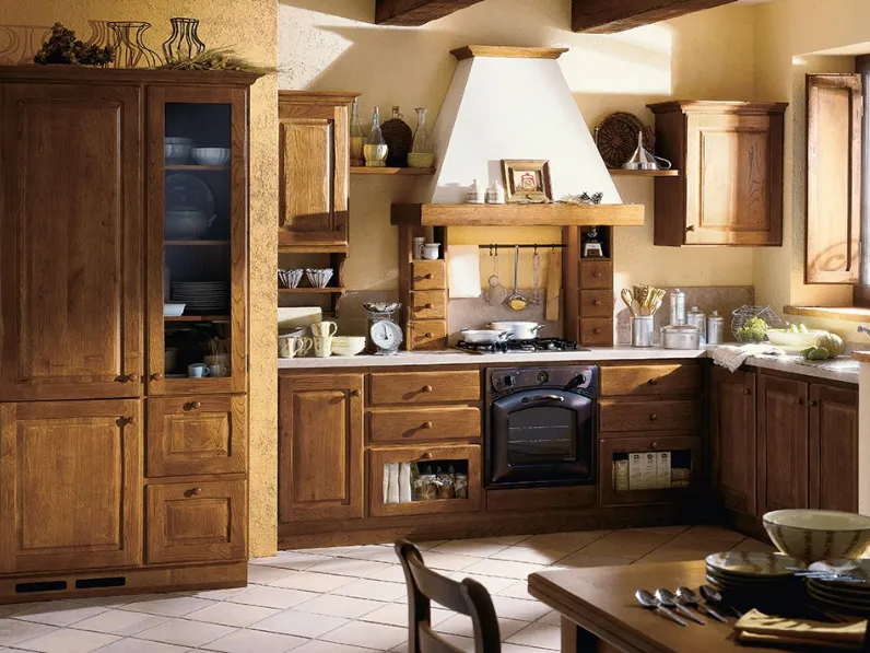 Cucina angolare in Muratura Il Casale in legno finitura Miele di GR Mobili