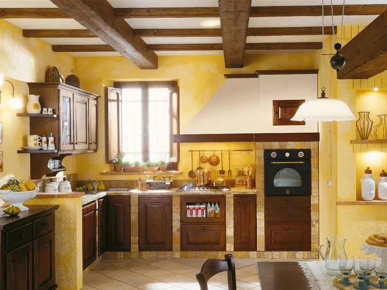 Cucina angolare in Muratura Il Casale in Noce di GR Mobili