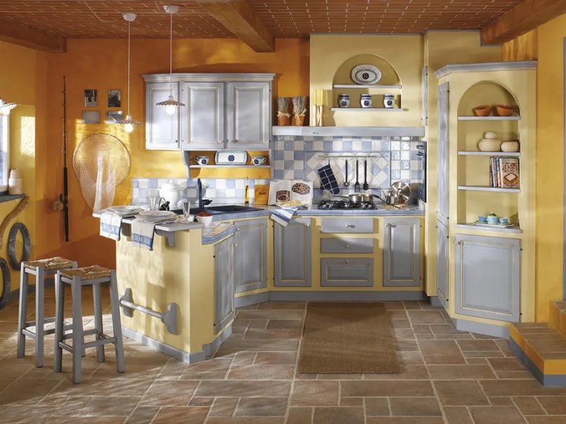 Cucina in Muratura Il Loggiato Anta Celeste di Arca