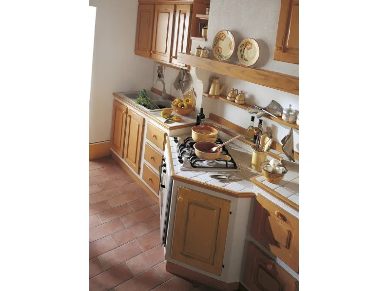 Cucina lineare in Muratura La Rocca di Arca