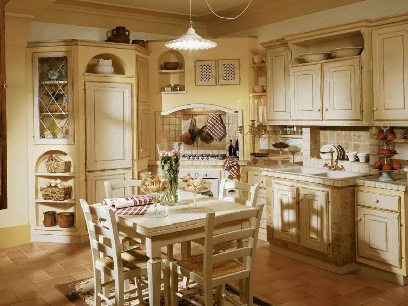 Cucina in Muratura Mastro Cecco in legno laccato Bianco Antico di Le Cucine dei Mastri