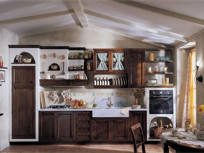 Cucina lineare in Muratura Mastro Geppetto 01 di Fratelli Marzi 