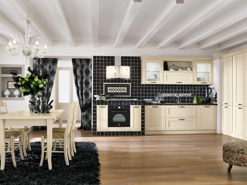 Cucina angolare in Muratura Elena 04 in frassino laccato di Mobilegno