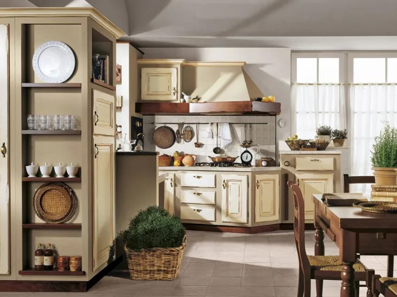 Cucina ad angolo in muratura Onelia laccato Avorio di Lube