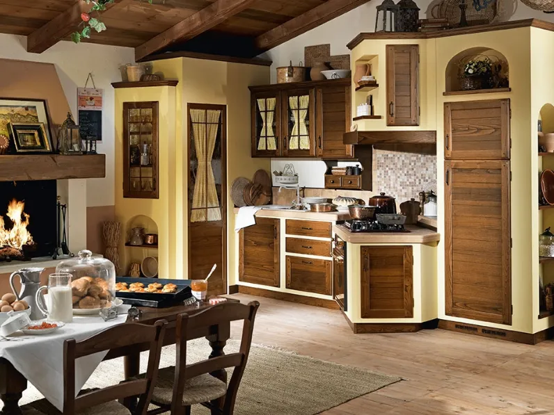 Cucina in Muratura Vecchio Granaio finitura Tabacco di GR Mobili