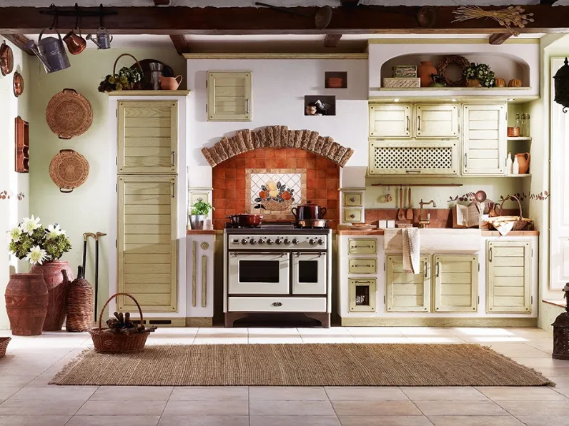 Cucina lineare in Muratura Vecchio Granaio finitura Timo di GR Mobili
