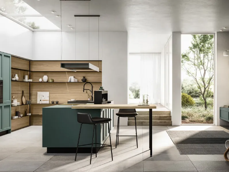 Cucina Moderna in Pet e laminato con isola Alma di Arredo3