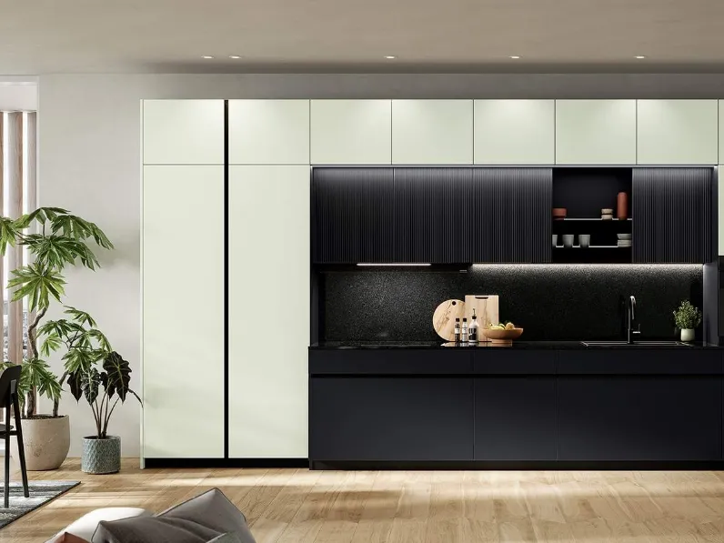 Cucina Moderna lineare Altea Composizione 05 in vetro lucido di Prima Cucine