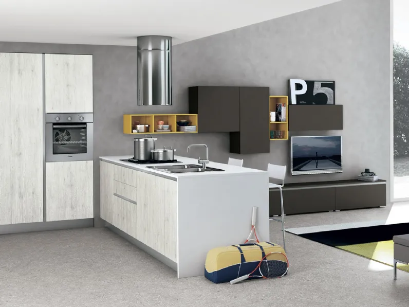 Cucina Moderna Ank con penisola di Creo