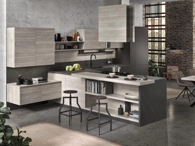 Cucina Moderna con penisola Flo Evo 02 di Ar-Tre