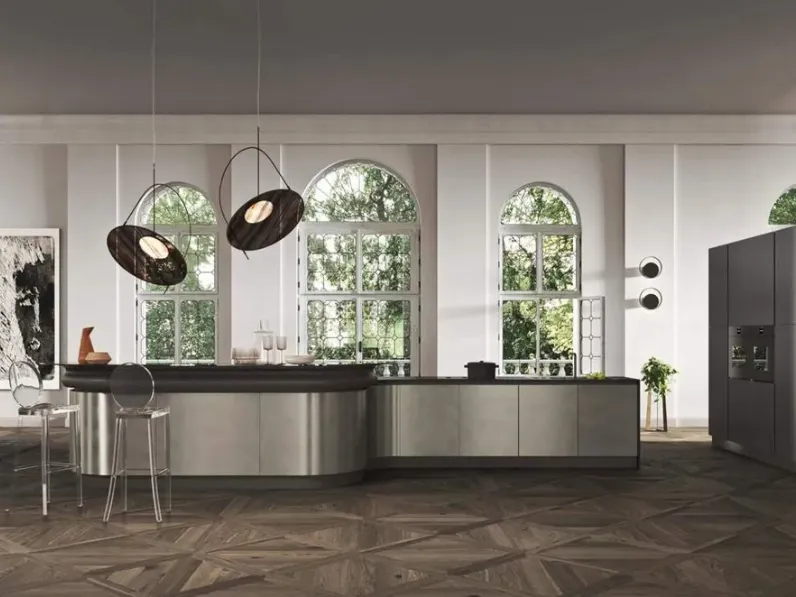 Cucina Moderna con isola Progetto Sistema Laccato 01 di Ar-Tre