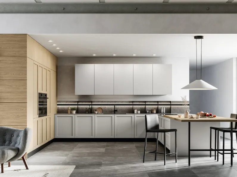 Cucina Moderna con penisola Alma 02 in pet e laminato di Arredo3