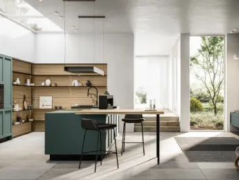 La cucina moderna Alma 03 di Arredo3 integra un'isola centrale per un design funzionale ed elegante.