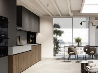 La Cucina Moderna lineare Asia 02 di Arredo3 unisce design minimalista e funzionalità per spazi lumi