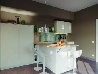 Cucina moderna Life Cucine con penisola in finitura Bianco Sabbia