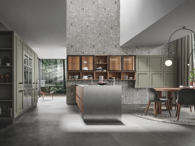 Cucina Moderna Boston con penisola in laccato e melaminico di Home Cucine