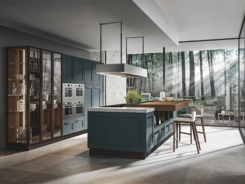 Cucina Moderna Boston con isola in laccato opaco di Home Cucine