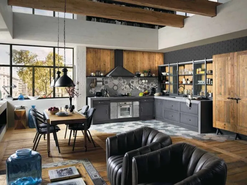 Cucina Moderna angolare Brera 76 in legno laccato di Marchi