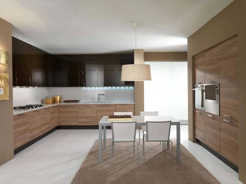 Cucina Moderna angolare Brezza composizione 03 in polimerico di Di Iorio