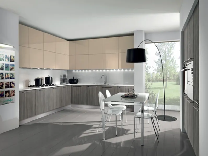 Cucina Moderna angolare Brezza composizione 06 in polimerico di Di Iorio