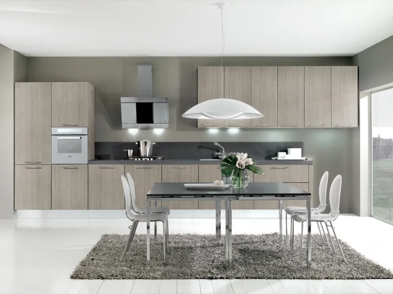 Cucina Moderna lineare Brezza composizione 07 in polimerico di Di Iorio