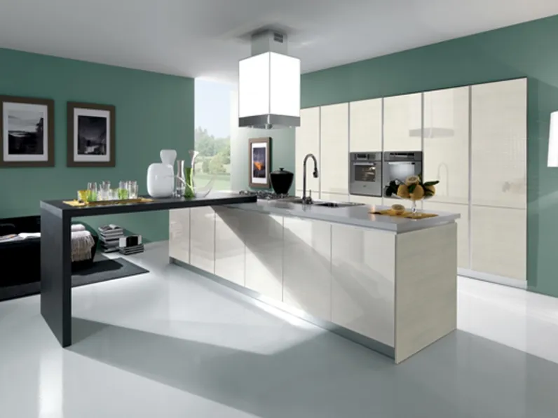 Cucina Moderna con isola Brezza composizione 08 in polimerico di Di Iorio