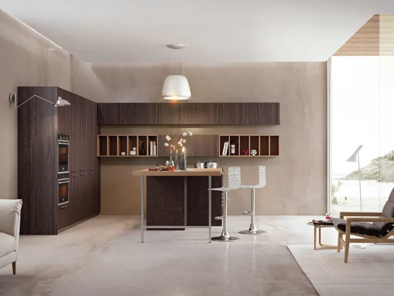 Cucina Moderna con penisola Brezza composizione 10 in polimerico di Di Iorio