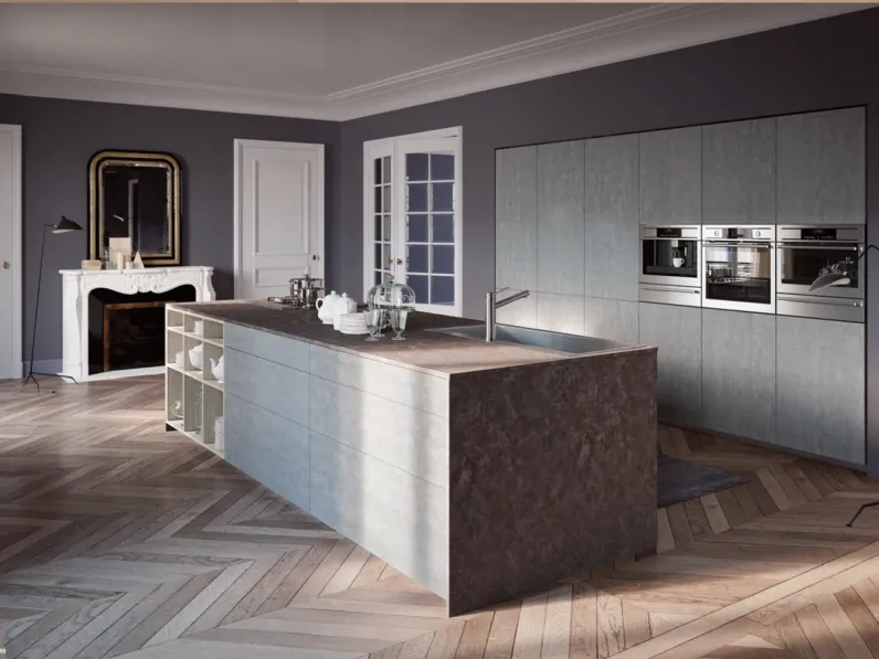 Cucina Moderna con isola City composizione 07 in Gres di Di Iorio