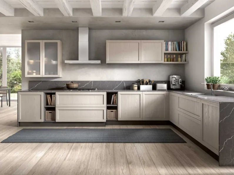 Cucina Moderna angolare Class 03 in legno finitura laccato Dune di GM Cucine