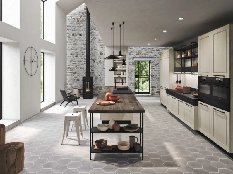 Cucina Moderna in legno laccato con penisola Cloe 06 di Ar-Tre