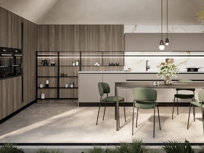 Cucina Moderna angolare in laccato e laminato Cloe di Arredo3