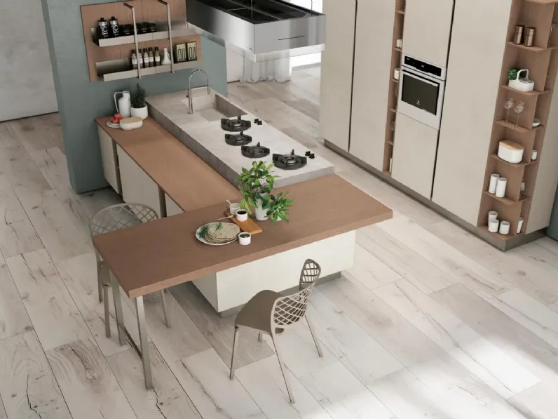 Cucina Moderna con penisola Clover 03 di Lube