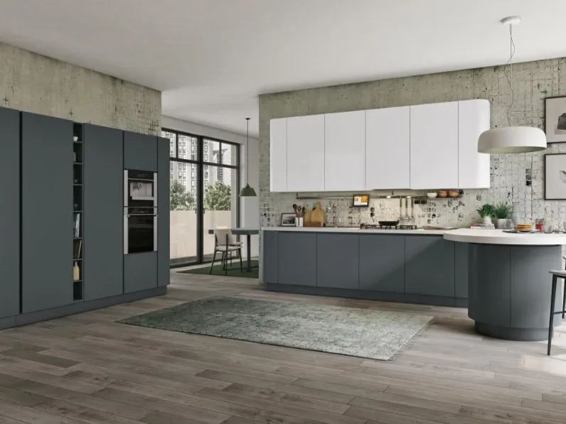 Cucina Moderna con penisola Clover 07 di Lube