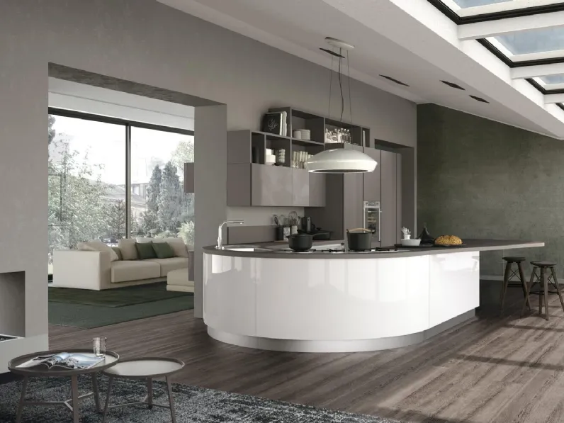 Cucina Moderna con penisola Clover 09 di Lube