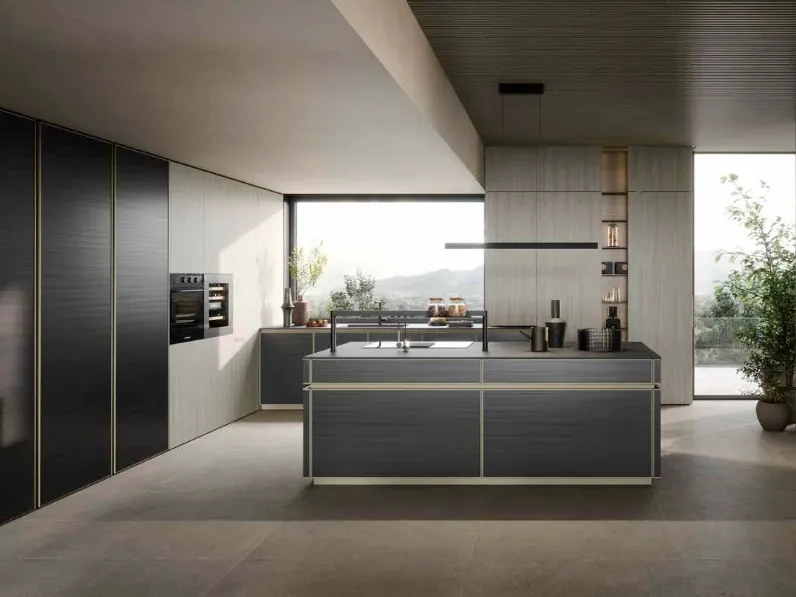 Cucina Moderna con isola Coco Stream Inchiostro di Dibiesse