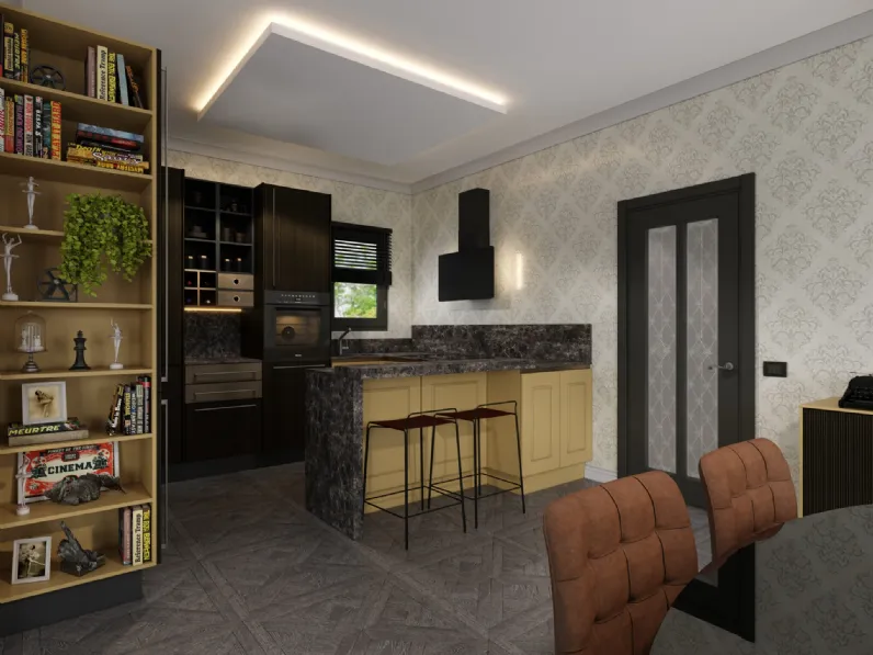 Cucina Moderna con penisola Coffee Vintage di Life Cucine