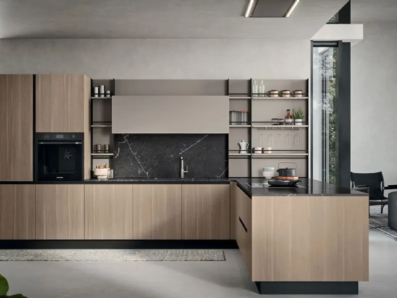 Cucina Moderna con penisola Colibrì Presa di Forma Cucine