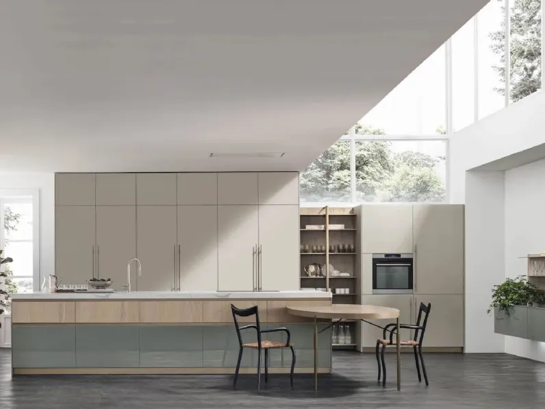 Cucina Moderna con isola Color Trend 01 in laccato opaco e lucido di Stosa
