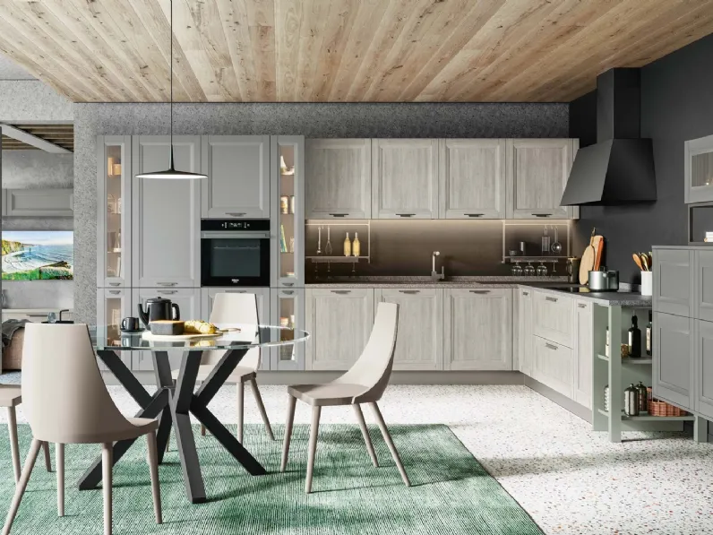 Cucina Moderna Smart angolare Rovere Greige e Pet Luna Supermatt di Creo